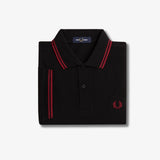 Fred Perry Twin Tipped Polo Shirt - Black/Burnt Red