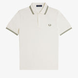 Fred Perry Twin Tipped Polo Shirt - Light Ecru/Olive Mint