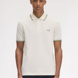 Fred Perry Twin Tipped Polo Shirt - Light Ecru/Olive Mint