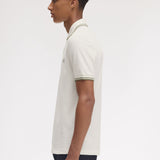 Fred Perry Twin Tipped Polo Shirt - Light Ecru/Olive Mint