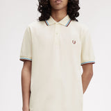 Fred Perry Twin Tipped Polo Shirt - Ecru/Court Blue/Bordeaux