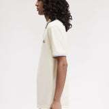 Fred Perry Twin Tipped Polo Shirt - Ecru/Court Blue/Bordeaux