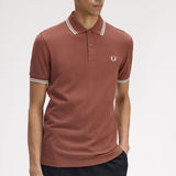Fred Perry Twin Tipped Polo Shirt - Whisky Brown/Snow White