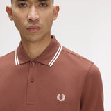 Fred Perry Twin Tipped Polo Shirt - Whisky Brown/Snow White