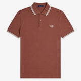 Fred Perry Twin Tipped Polo Shirt - Whisky Brown/Snow White