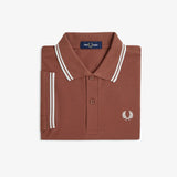 Fred Perry Twin Tipped Polo Shirt - Whisky Brown/Snow White