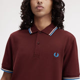 Fred Perry Twin Tipped Polo Shirt - Bordeaux/Ecru/Court Green