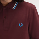 Fred Perry Twin Tipped Polo Shirt - Bordeaux/Ecru/Court Green
