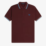 Fred Perry Twin Tipped Polo Shirt - Bordeaux/Ecru/Court Green
