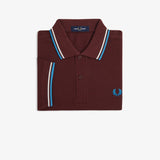 Fred Perry Twin Tipped Polo Shirt - Bordeaux/Ecru/Court Green