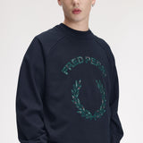 Fred Perry Tartan Applique Sweatshirt - Navy