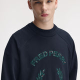Fred Perry Tartan Applique Sweatshirt - Navy