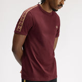 Fred Perry Contrast Tape Ringer T-Shirt - Oxblood/Champagne