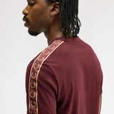 Fred Perry Contrast Tape Ringer T-Shirt - Oxblood/Champagne