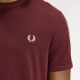 Fred Perry Contrast Tape Ringer T-Shirt - Oxblood/Champagne