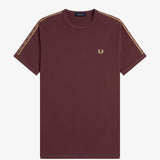 Fred Perry Contrast Tape Ringer T-Shirt - Oxblood/Champagne
