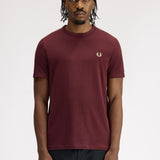 Fred Perry Contrast Tape Ringer T-Shirt - Oxblood/Champagne