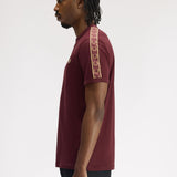 Fred Perry Contrast Tape Ringer T-Shirt - Oxblood/Champagne