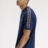 Fred Perry Contrast Tape Ringer T-Shirt - Tennis Blue/Champagne