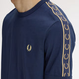 Fred Perry Contrast Tape Ringer T-Shirt - Tennis Blue/Champagne