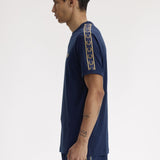 Fred Perry Contrast Tape Ringer T-Shirt - Tennis Blue/Champagne