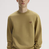Fred Perry Crew Neck Sweatshirt - Bronze/Ecru/Oxblood