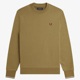 Fred Perry Crew Neck Sweatshirt - Bronze/Ecru/Oxblood