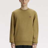 Fred Perry Crew Neck Sweatshirt - Bronze/Ecru/Oxblood