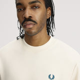Fred Perry Crew Neck Sweatshirt - Ecru/Midnight Blue