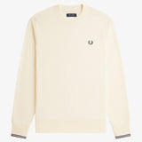 Fred Perry Crew Neck Sweatshirt - Ecru/Midnight Blue