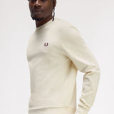 Fred Perry Crew Neck Sweatshirt - Ecru/Court Blue/Bordeaux