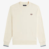 Fred Perry Crew Neck Sweatshirt - Ecru/Court Blue/Bordeaux