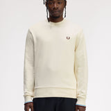 Fred Perry Crew Neck Sweatshirt - Ecru/Court Blue/Bordeaux