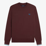 Fred Perry Crew Neck Sweatshirt - Bordeaux/Ecru/Court Blue