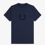 Fred Perry Textured Laurel Wreath T-Shirt - Tennis Blue