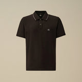 C.P. Company Stretch Piquet Short Sleeve Polo -  Black