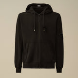 C.P. Company Light Fleece Hooded Full Zip Sweatshirt - Black