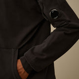 C.P. Company Light Fleece Hooded Full Zip Sweatshirt - Black