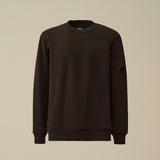 C.P. Company Diagonal Raised Fleece Crewneck Lens Sweatshirt - Black