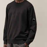 C.P. Company Diagonal Raised Fleece Lens Crewneck Sweatshirt - Black
