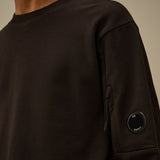 C.P. Company Diagonal Raised Fleece Crewneck Lens Sweatshirt - Black