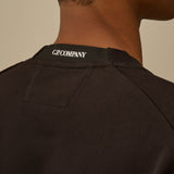 C.P. Company Diagonal Raised Fleece Crewneck Lens Sweatshirt - Black