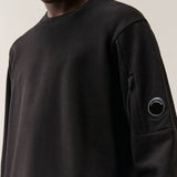 C.P. Company Diagonal Raised Fleece Lens Crewneck Sweatshirt - Black