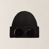 C.P. Company Extrafine Merino Wool Goggle Beanie - Black