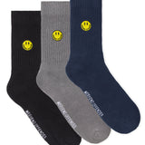 Weekend Offender Smiley Sport Socks - Navy/Black/Grey