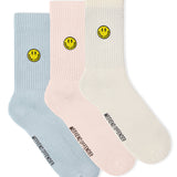 Weekend Offender Smiley Sport Socks - Pink/Blue/Cream