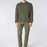 U.S. Polo Assn. Maglia Girocollo a Treccia in Cotone e Cashmere - Olive