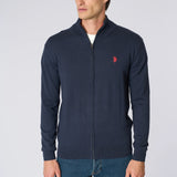 U.S. Polo Assn. Cardigan Full Zip Cotone e Cashmere - Dark Navy