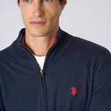 U.S. Polo Assn. Cardigan Full Zip Cotone e Cashmere - Dark Navy
