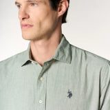U.S. Polo Assn. Linen Blend French Collar Shirt - Khaki